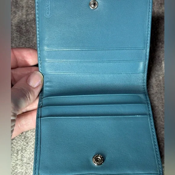 Coach Teal and Brown Leatherware Wallet - Picture 5 of 16